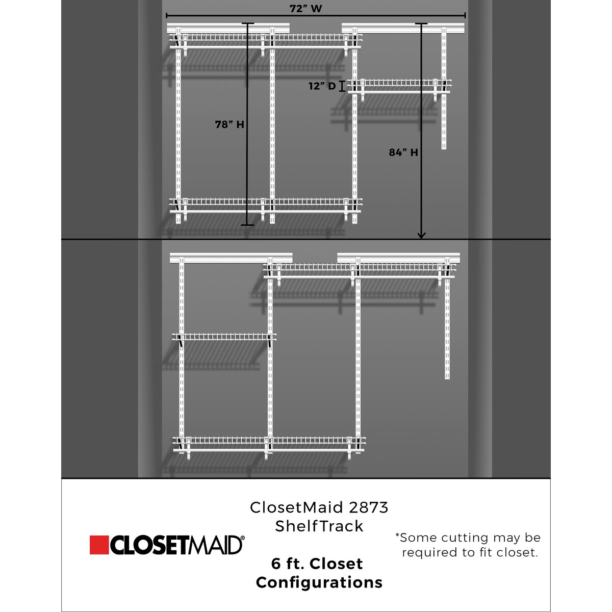 ClosetMaid ShelfTrack 48" W - 72" W Closet System Starter Kit & Reviews ...